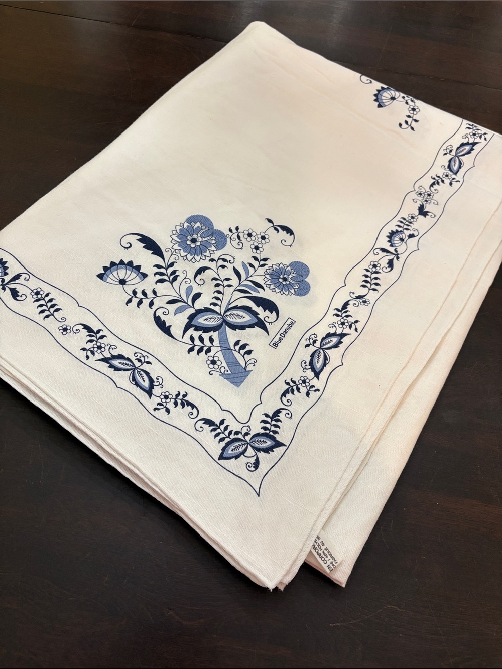 Vintage Blue Danube Tablecloth Blue Onion Pattern